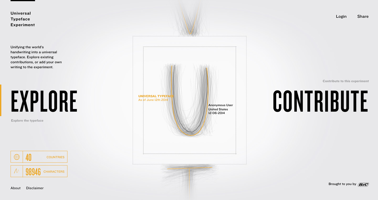 世界で最も標準的な手書き文字フォントを "手書きビッグデータ" から作ろう!Bic「Universal Typeface Experiment」