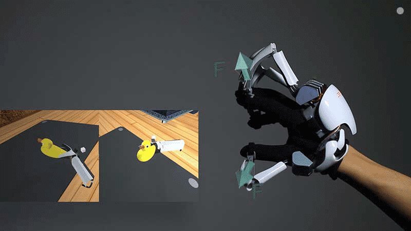 VRの世界に「掴む感覚」をもたらすグローブ型デバイス『Dexmo』